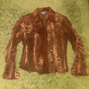 NATTO Brown Suede Leather Fringed cut  Jacket